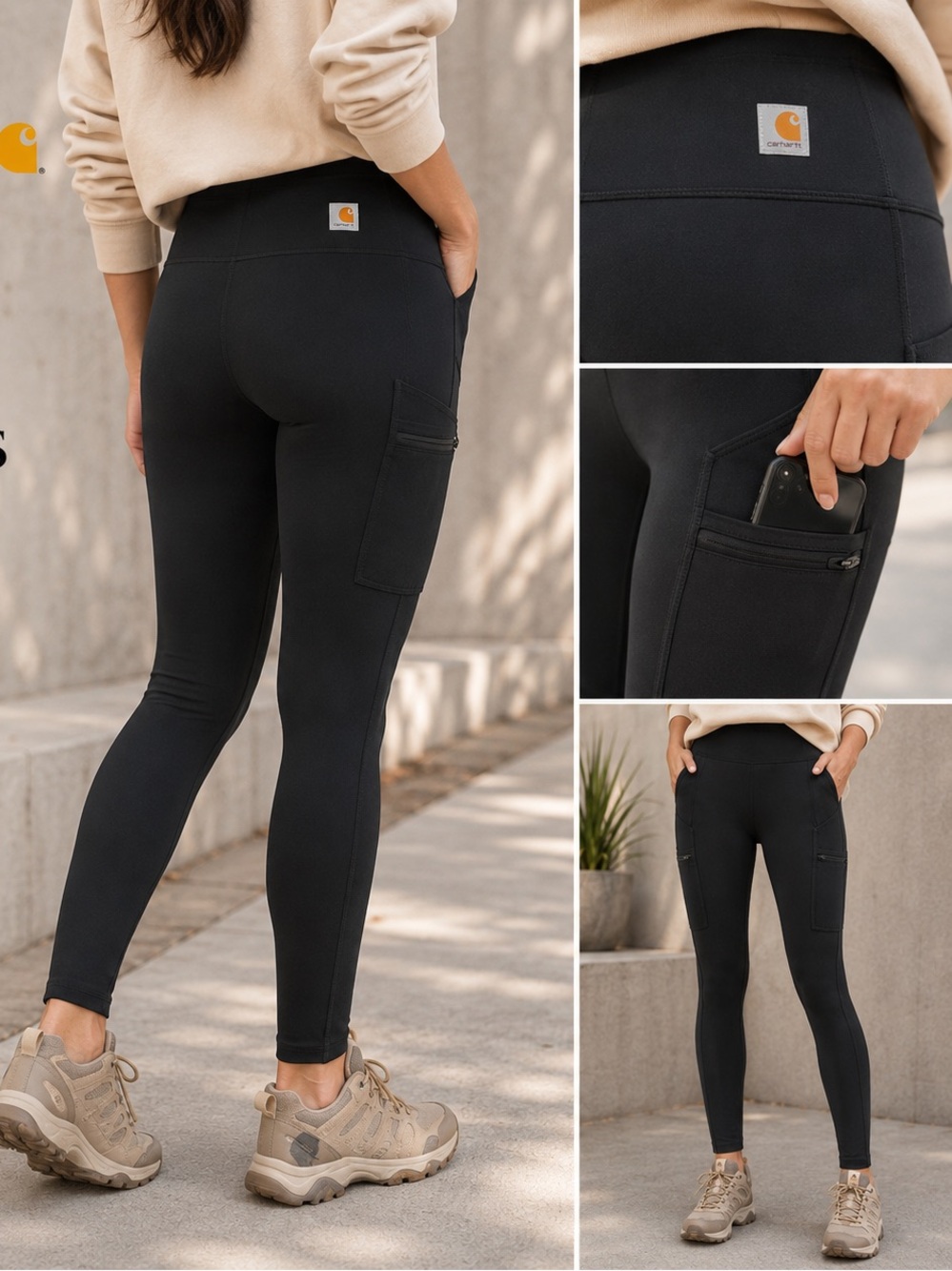 Carhartt Force Fitted Utility Leggings Black Cargo Pocket Performance Pants M